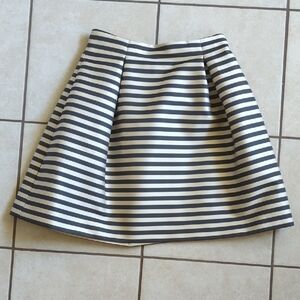 Striped A-Line Skirt in Black and White